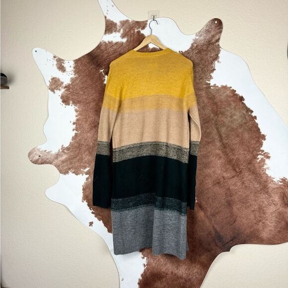 Hem & Thread Color Block Duster Long Open Cardigan - Picture 2 of 6